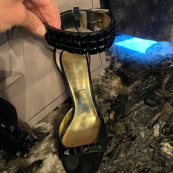 Black Silk and stone high heel shoes - Picture 3 of 7